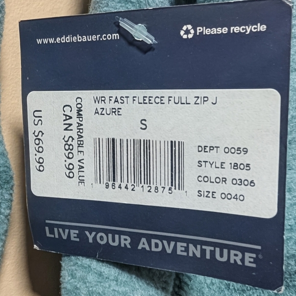 Eddie Baur Women's Fast Fleece Full Zip Azure Size Small NWT - Picture 4 of 4